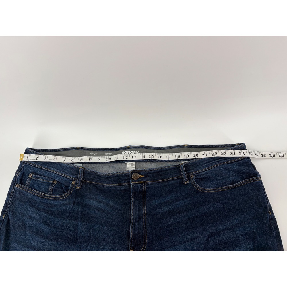 Sonoma Jeans Blue Mens 52x29 Straight Leg Flexwear Stretch Dark Wash Denim - Picture 5 of 7